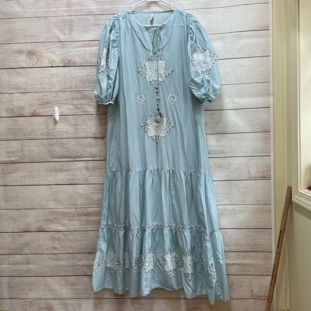ETHNC‎ EMBROIDERED MAXI DRESS IN BABY BLUE - Picture 2 of 9